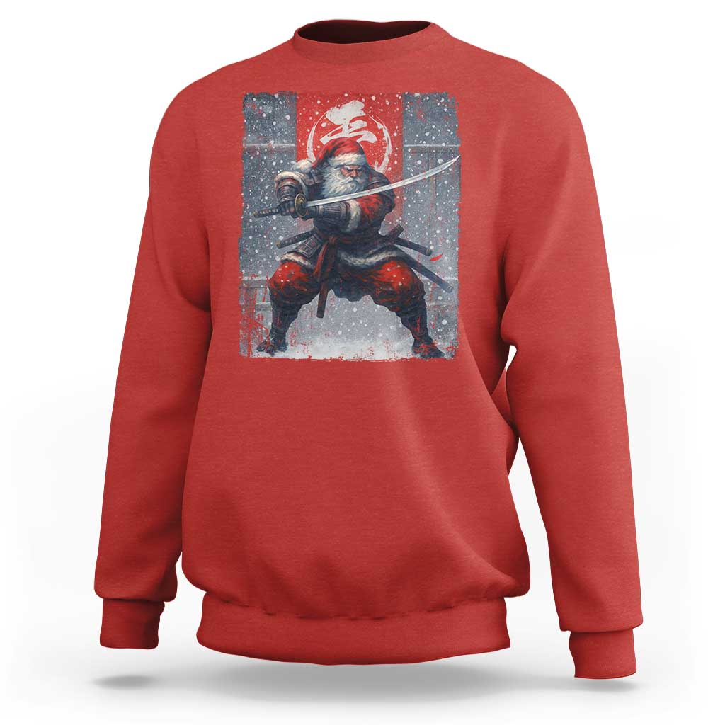 Christmas Samurai Santa Sweatshirt Japanese Xmas Warrior Sword Katana - Wonder Print Shop