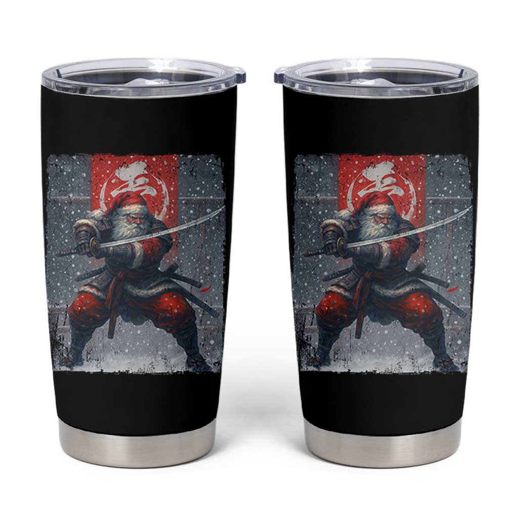 Christmas Samurai Santa Tumbler Cup Japanese Xmas Warrior Sword Katana - Wonder Print Shop
