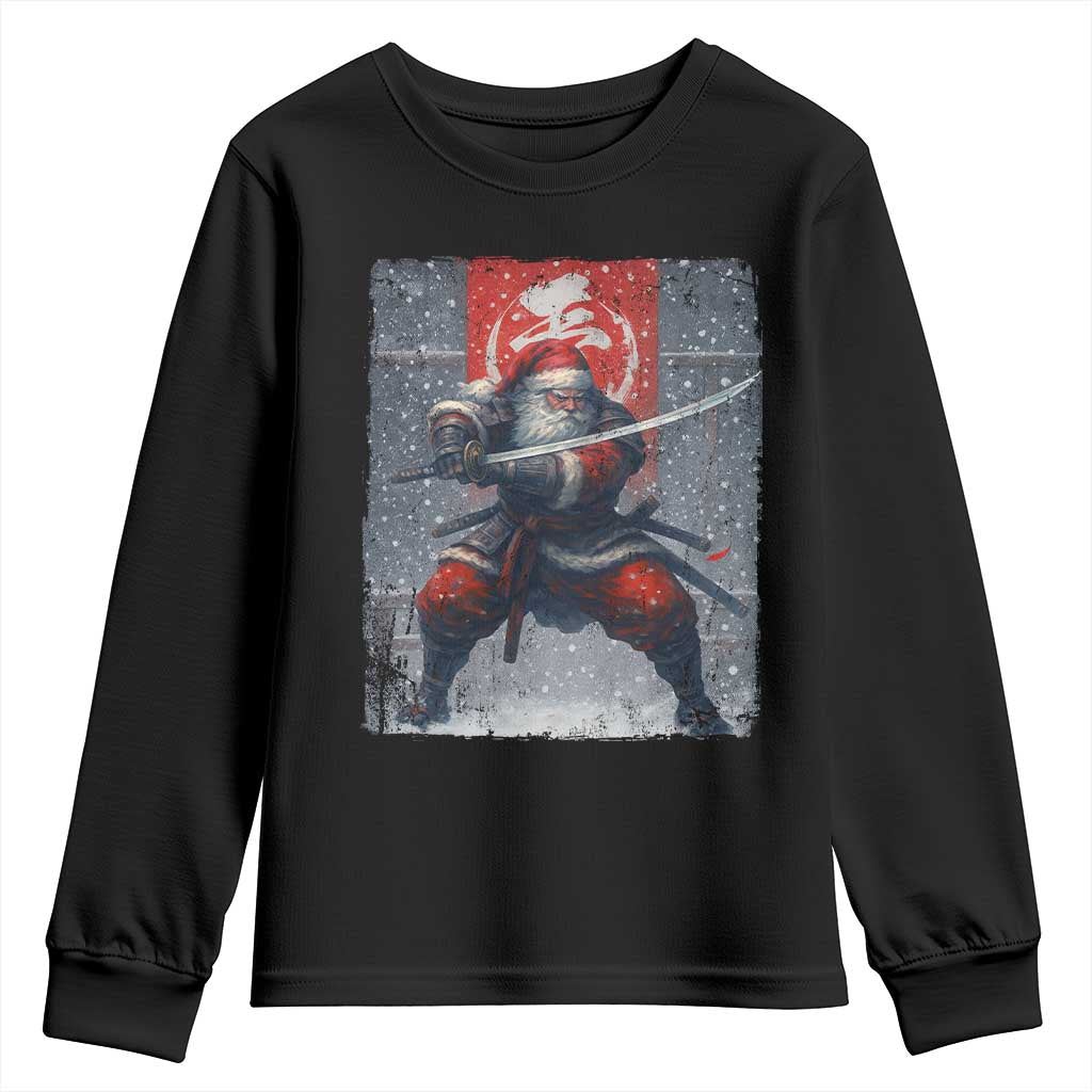 Christmas Samurai Santa Youth Sweatshirt Japanese Xmas Warrior Sword Katana - Wonder Print Shop