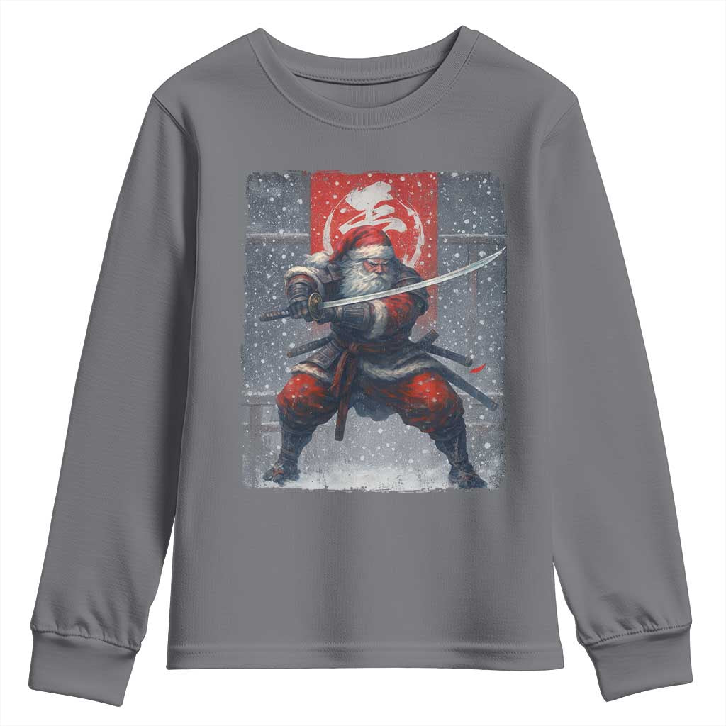 Christmas Samurai Santa Youth Sweatshirt Japanese Xmas Warrior Sword Katana - Wonder Print Shop