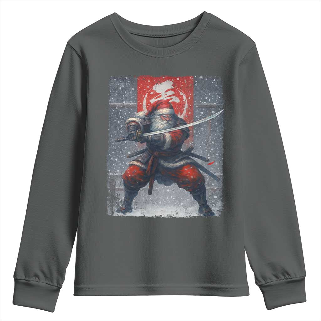 Christmas Samurai Santa Youth Sweatshirt Japanese Xmas Warrior Sword Katana - Wonder Print Shop