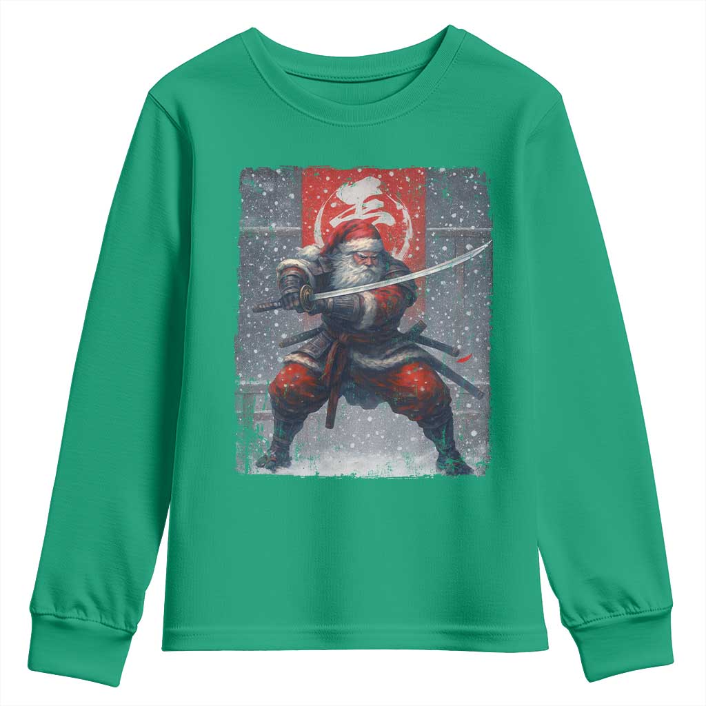 Christmas Samurai Santa Youth Sweatshirt Japanese Xmas Warrior Sword Katana - Wonder Print Shop