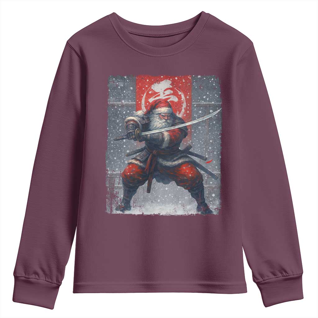 Christmas Samurai Santa Youth Sweatshirt Japanese Xmas Warrior Sword Katana - Wonder Print Shop