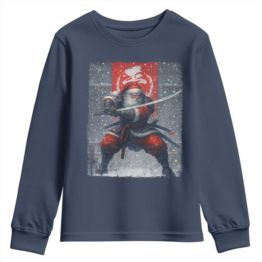 Christmas Samurai Santa Youth Sweatshirt Japanese Xmas Warrior Sword Katana - Wonder Print Shop