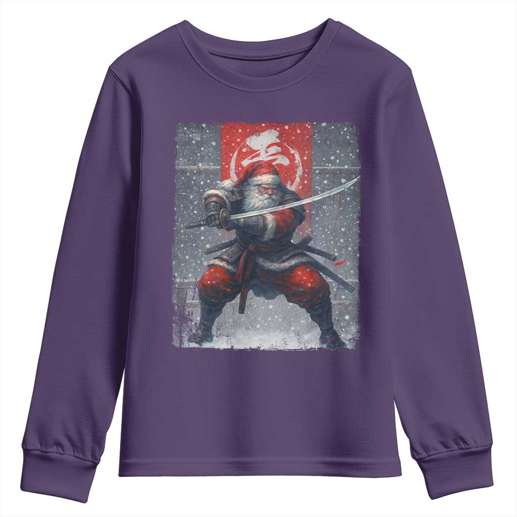 Christmas Samurai Santa Youth Sweatshirt Japanese Xmas Warrior Sword Katana - Wonder Print Shop