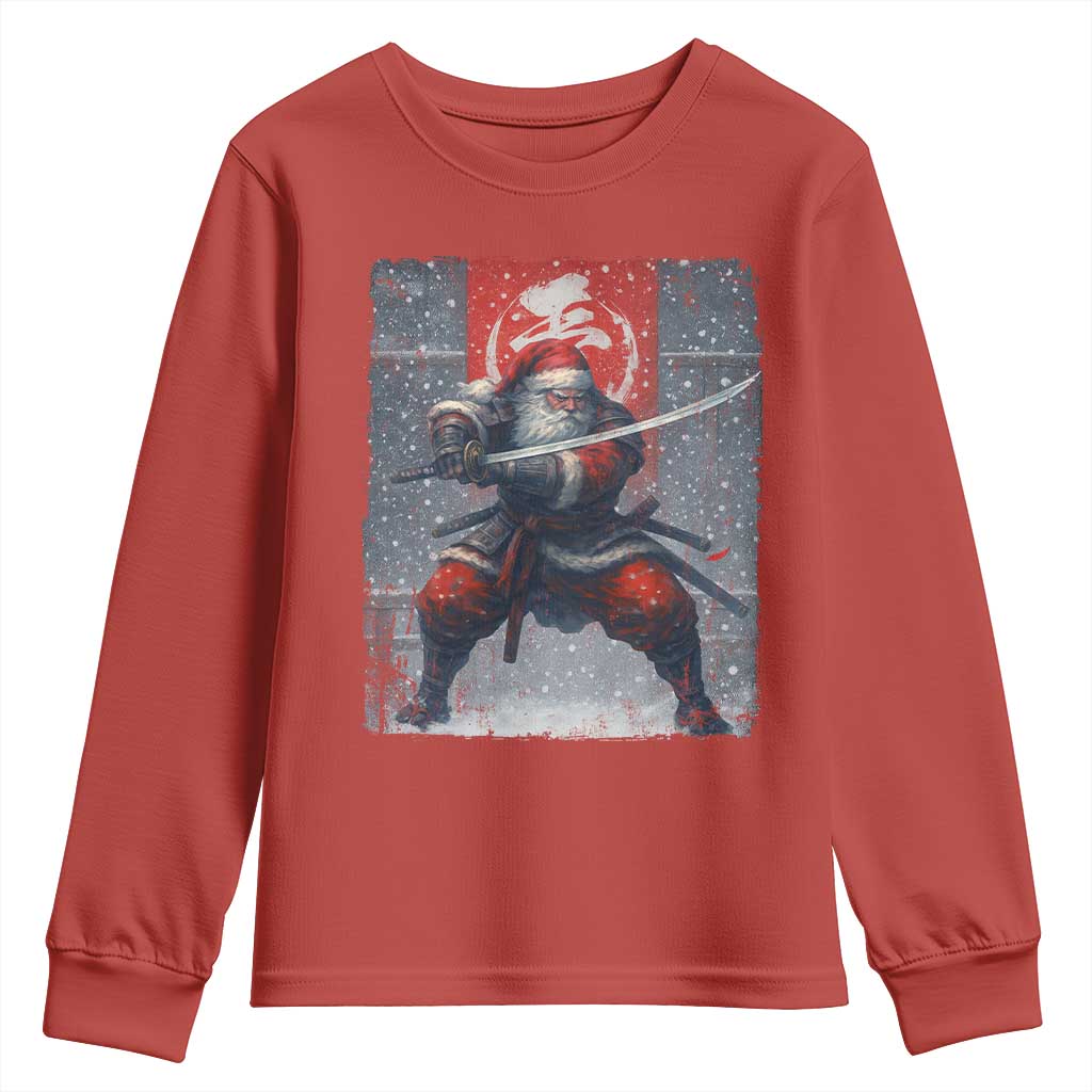 Christmas Samurai Santa Youth Sweatshirt Japanese Xmas Warrior Sword Katana - Wonder Print Shop