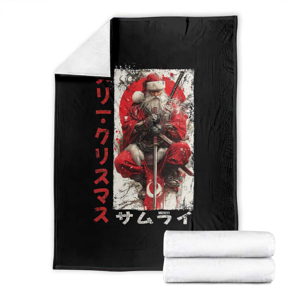 Christmas Samurai Santa Throw Blanket Japanese Xmas Warrior Ukiyo-e Art - Wonder Print Shop