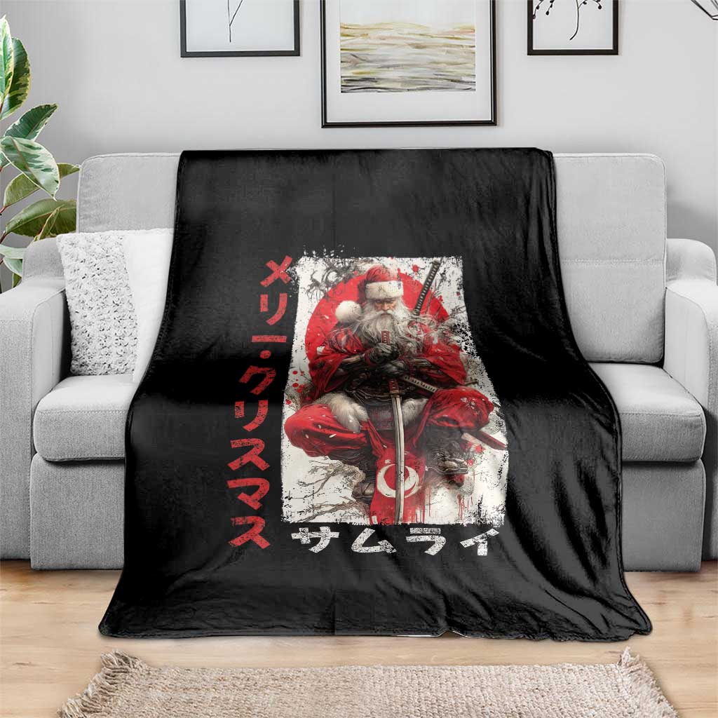 Christmas Samurai Santa Throw Blanket Japanese Xmas Warrior Ukiyo-e Art - Wonder Print Shop