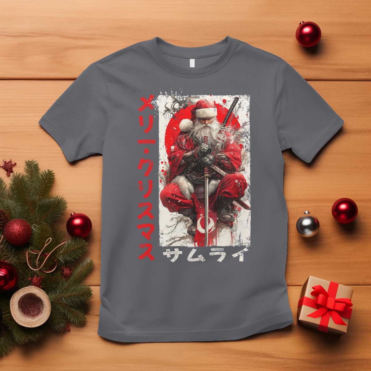 Christmas Samurai Santa T Shirt Japanese Xmas Warrior Ukiyo-e Art - Wonder Print Shop
