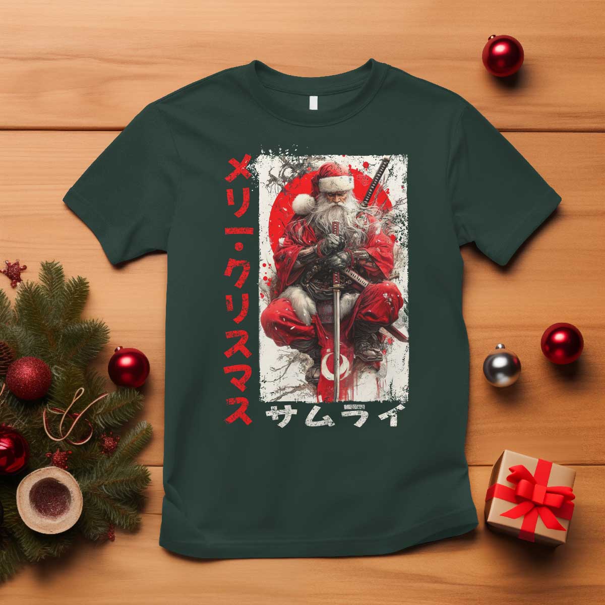 Christmas Samurai Santa T Shirt Japanese Xmas Warrior Ukiyo-e Art - Wonder Print Shop