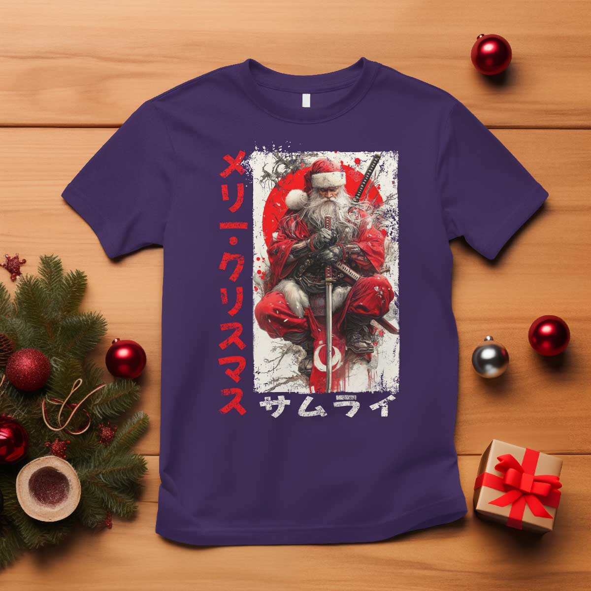 Christmas Samurai Santa T Shirt Japanese Xmas Warrior Ukiyo-e Art - Wonder Print Shop