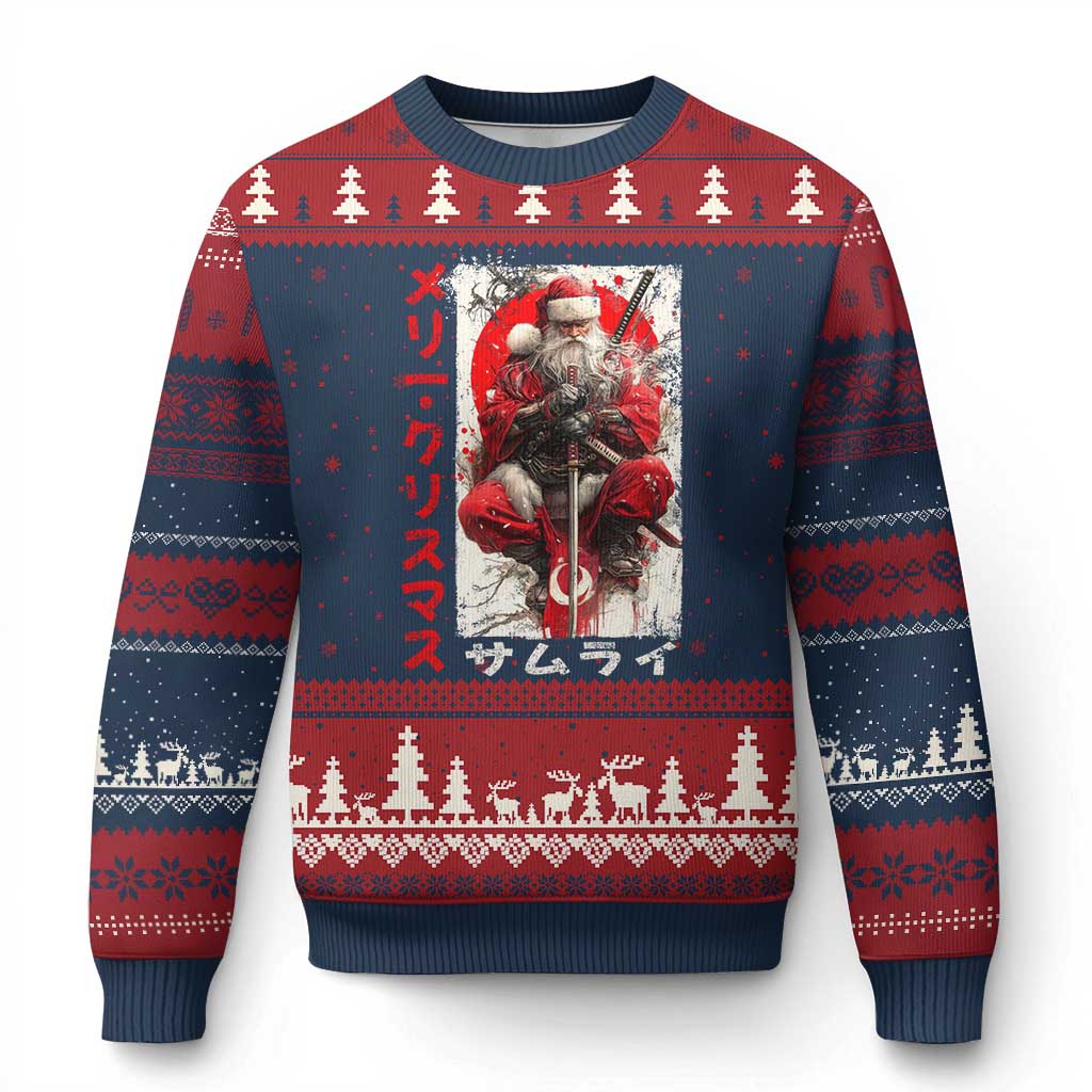 Xmas Samurai Santa Ugly Christmas Sweater Japanese Xmas Warrior Ukiyo-e Art - Wonder Print Shop