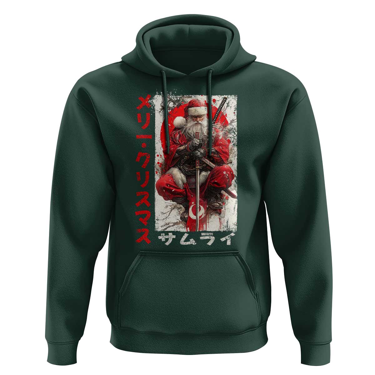 Christmas Samurai Santa Hoodie Japanese Xmas Warrior Ukiyo-e Art - Wonder Print Shop