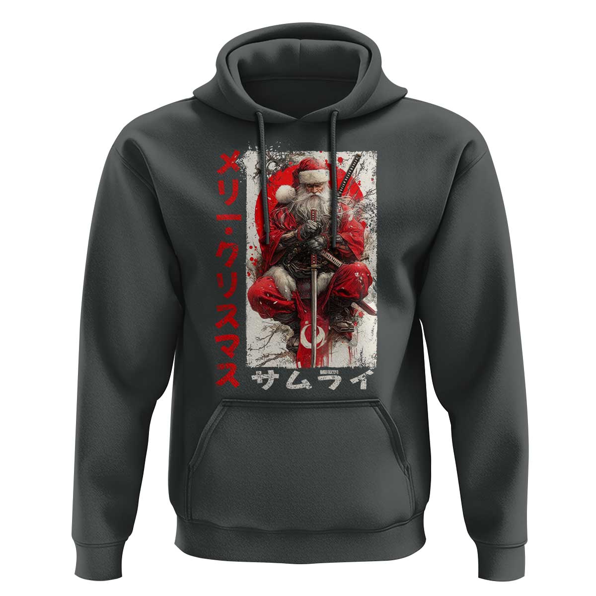 Christmas Samurai Santa Hoodie Japanese Xmas Warrior Ukiyo-e Art - Wonder Print Shop