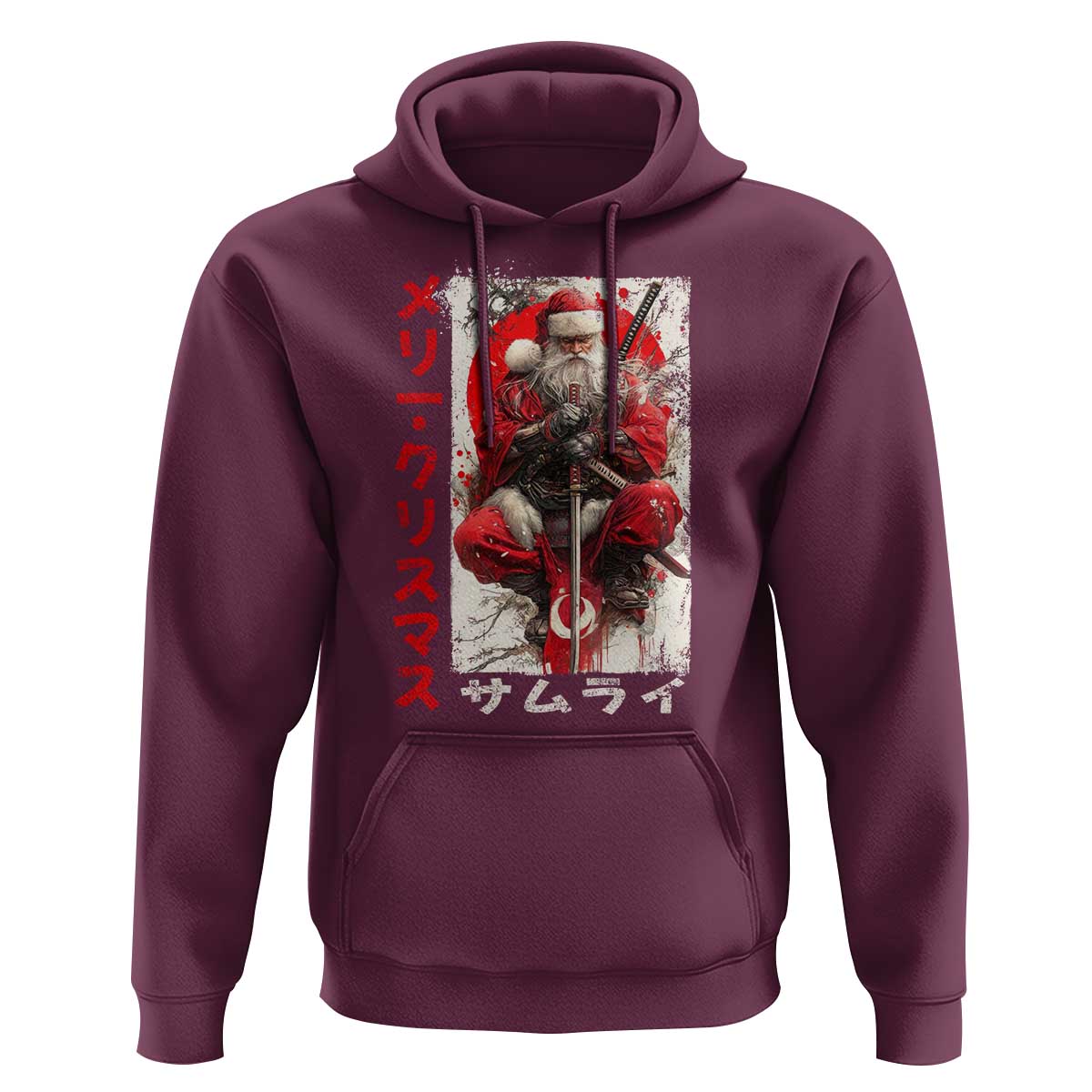 Christmas Samurai Santa Hoodie Japanese Xmas Warrior Ukiyo-e Art - Wonder Print Shop