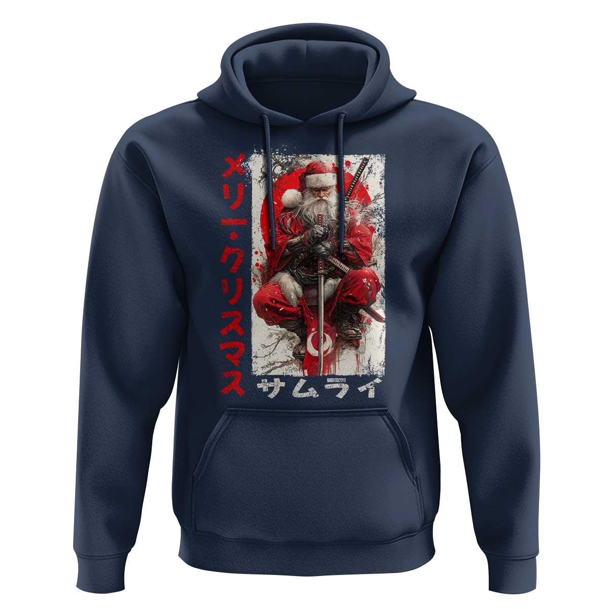 Christmas Samurai Santa Hoodie Japanese Xmas Warrior Ukiyo-e Art - Wonder Print Shop