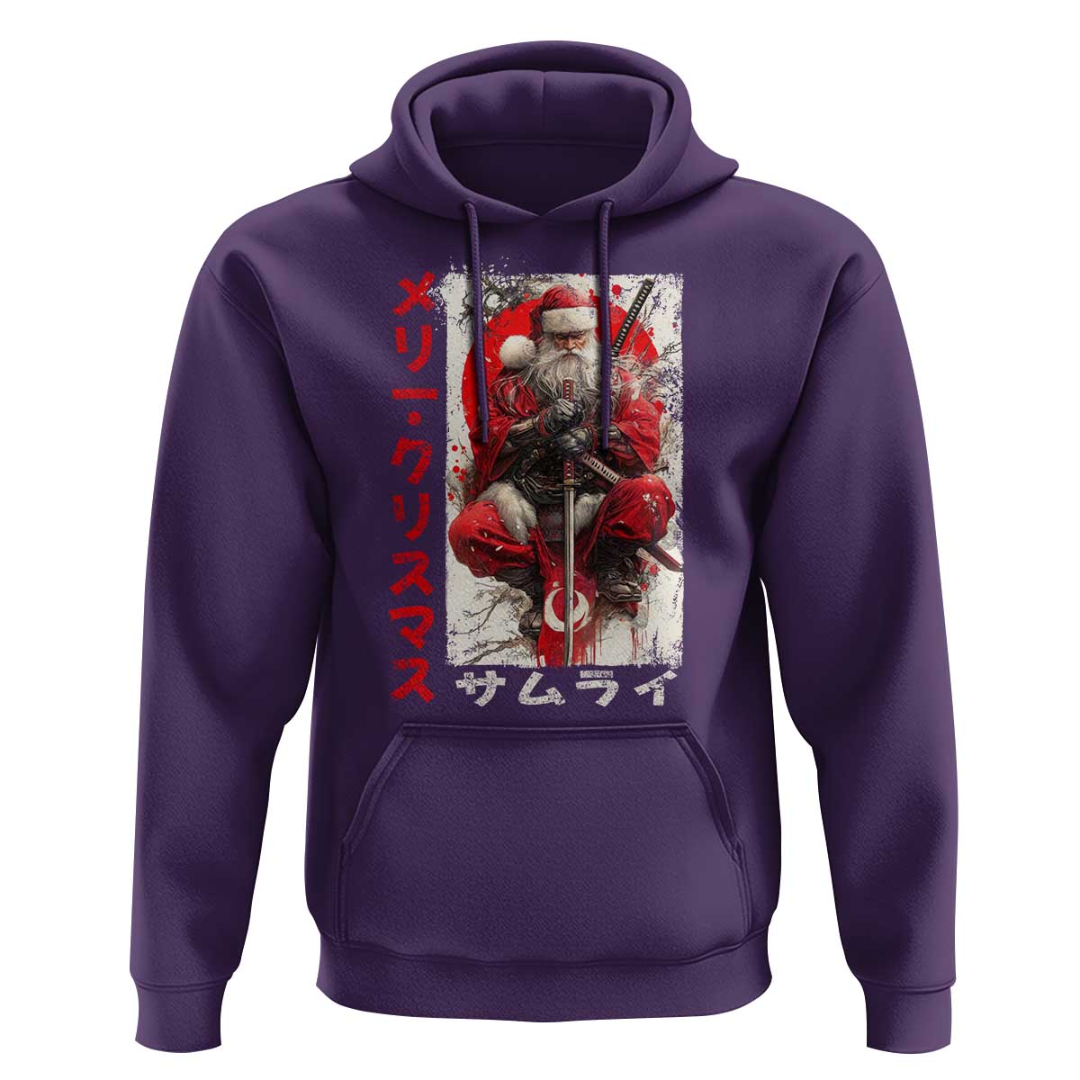 Christmas Samurai Santa Hoodie Japanese Xmas Warrior Ukiyo-e Art - Wonder Print Shop