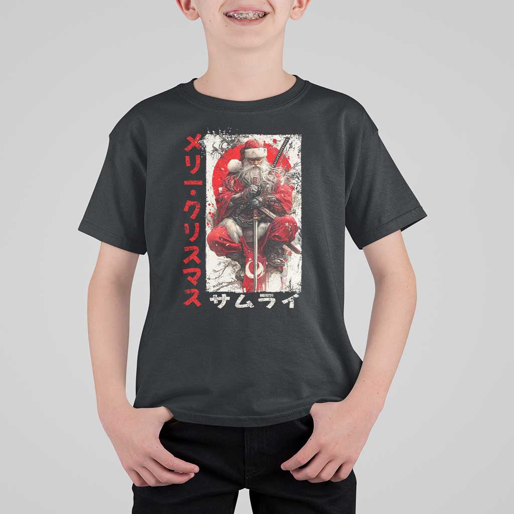 Christmas Samurai Santa T Shirt For Kid Japanese Xmas Warrior Ukiyo-e Art - Wonder Print Shop
