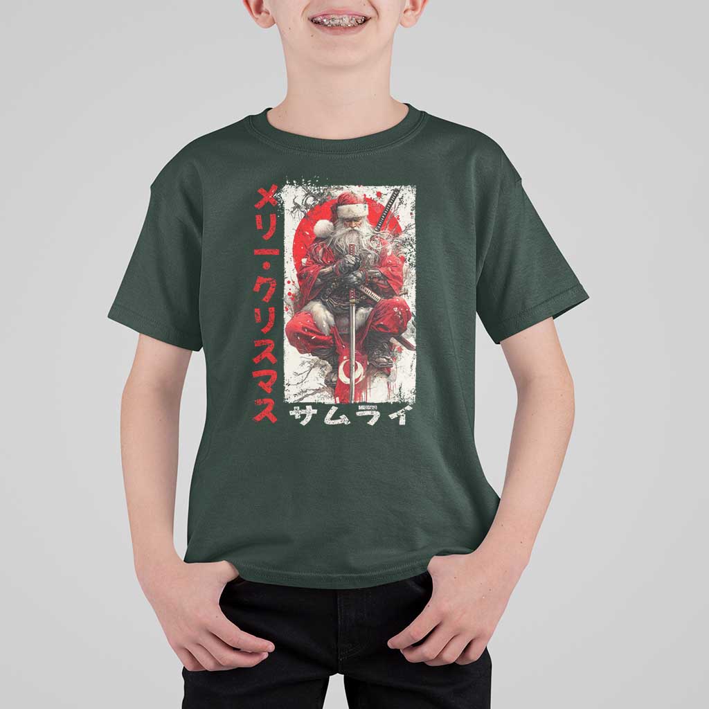 Christmas Samurai Santa T Shirt For Kid Japanese Xmas Warrior Ukiyo-e Art - Wonder Print Shop