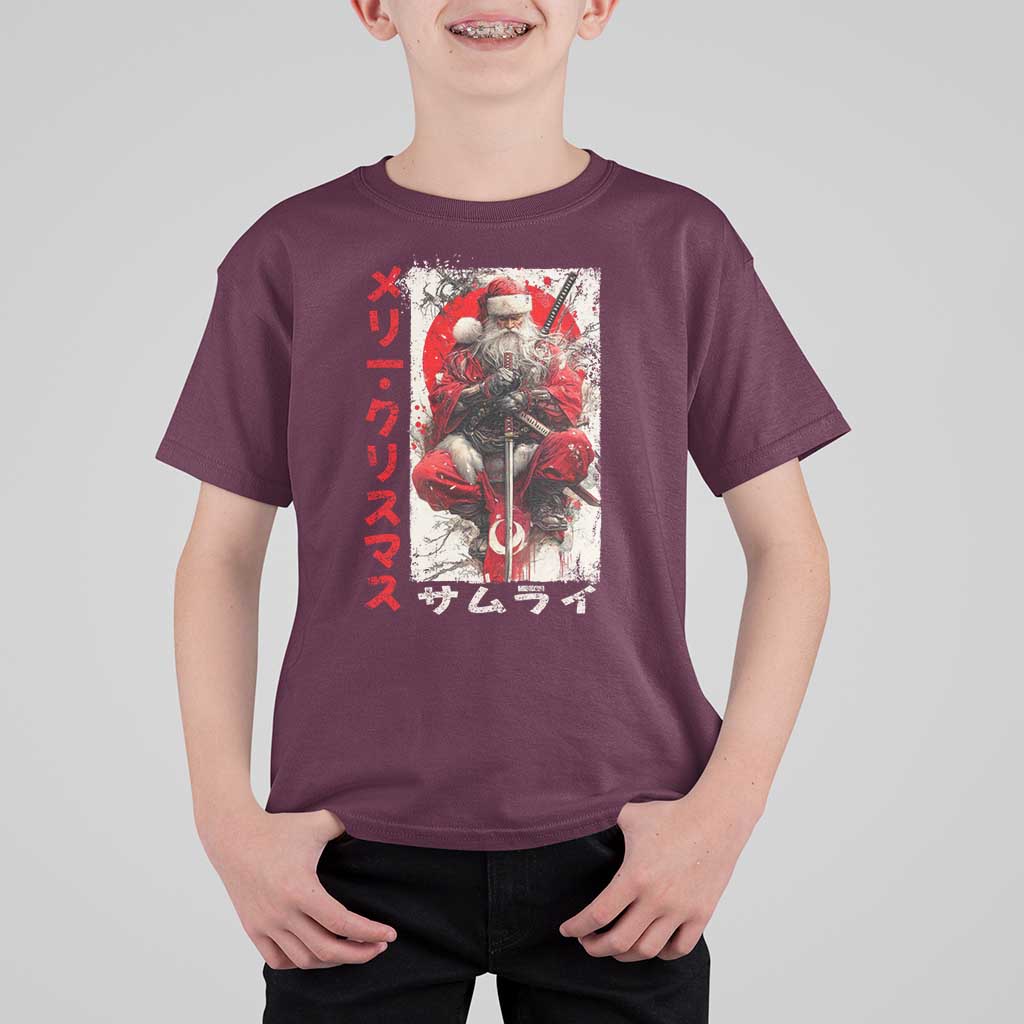 Christmas Samurai Santa T Shirt For Kid Japanese Xmas Warrior Ukiyo-e Art - Wonder Print Shop