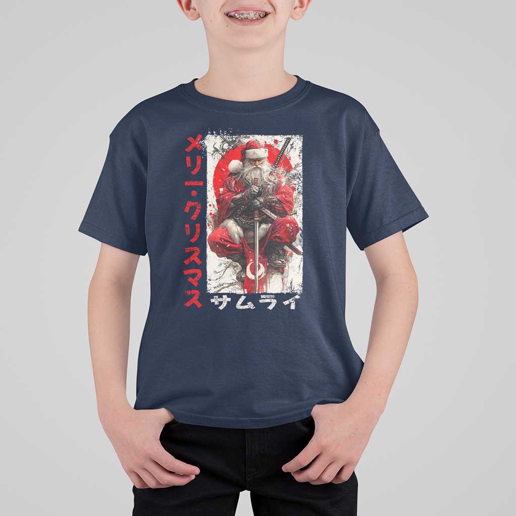 Christmas Samurai Santa T Shirt For Kid Japanese Xmas Warrior Ukiyo-e Art - Wonder Print Shop