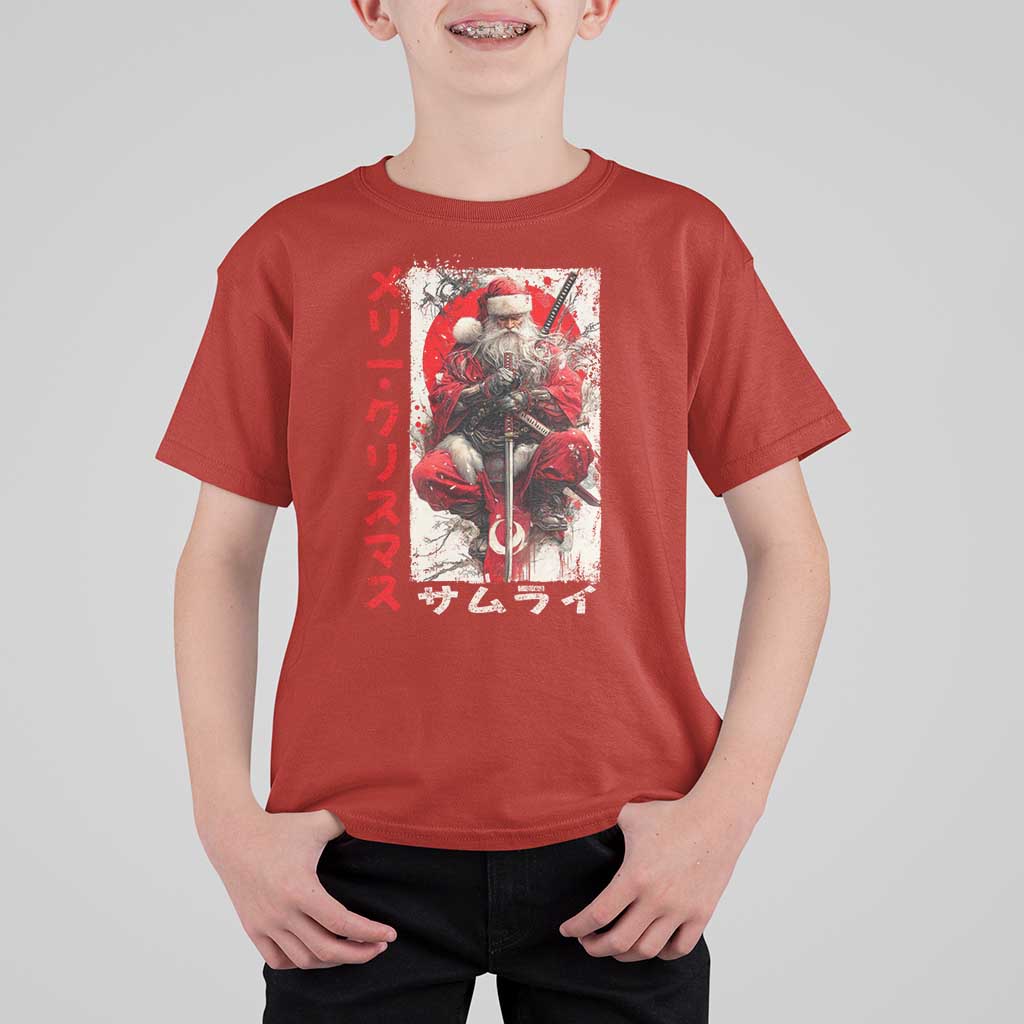 Christmas Samurai Santa T Shirt For Kid Japanese Xmas Warrior Ukiyo-e Art - Wonder Print Shop