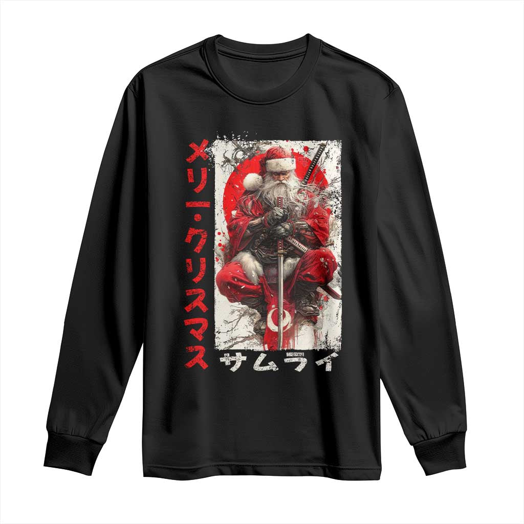 Christmas Samurai Santa Long Sleeve Shirt Japanese Xmas Warrior Ukiyo-e Art - Wonder Print Shop