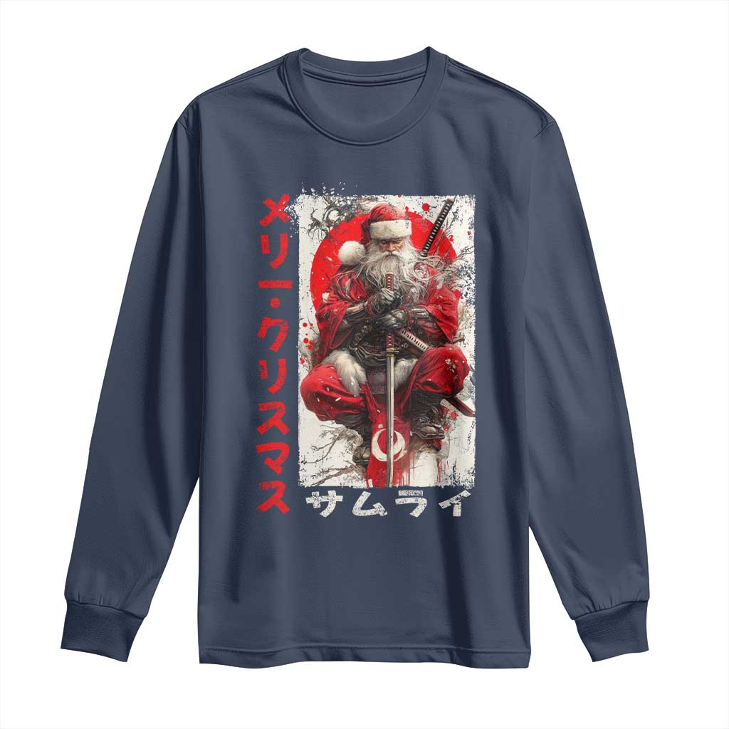 Christmas Samurai Santa Long Sleeve Shirt Japanese Xmas Warrior Ukiyo-e Art - Wonder Print Shop