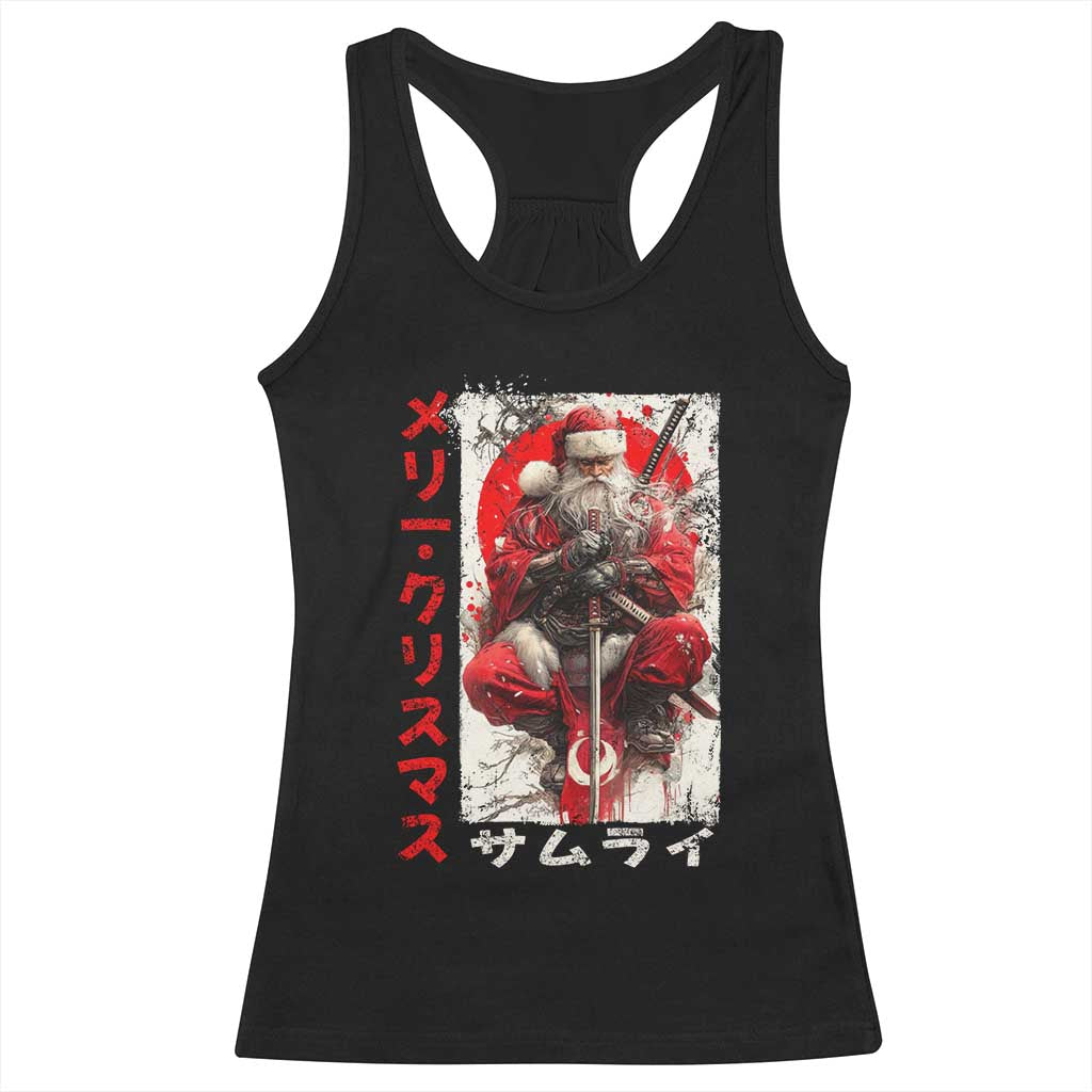 Christmas Samurai Santa Racerback Tank Top Japanese Xmas Warrior Ukiyo-e Art - Wonder Print Shop