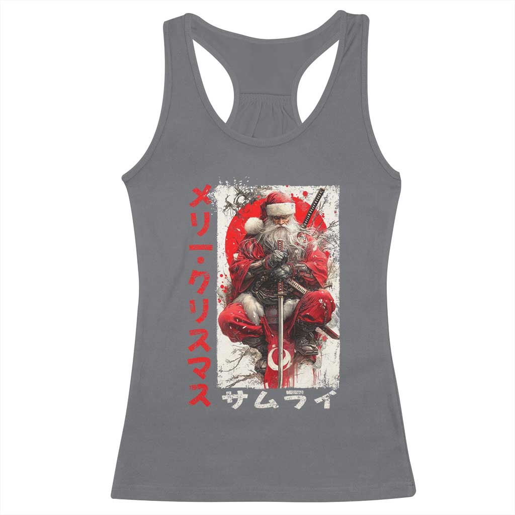 Christmas Samurai Santa Racerback Tank Top Japanese Xmas Warrior Ukiyo-e Art - Wonder Print Shop