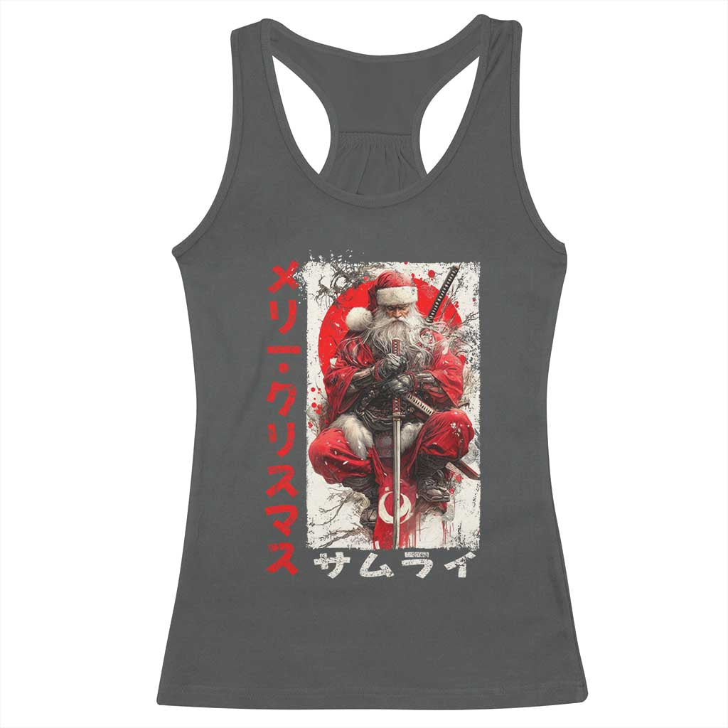 Christmas Samurai Santa Racerback Tank Top Japanese Xmas Warrior Ukiyo-e Art - Wonder Print Shop