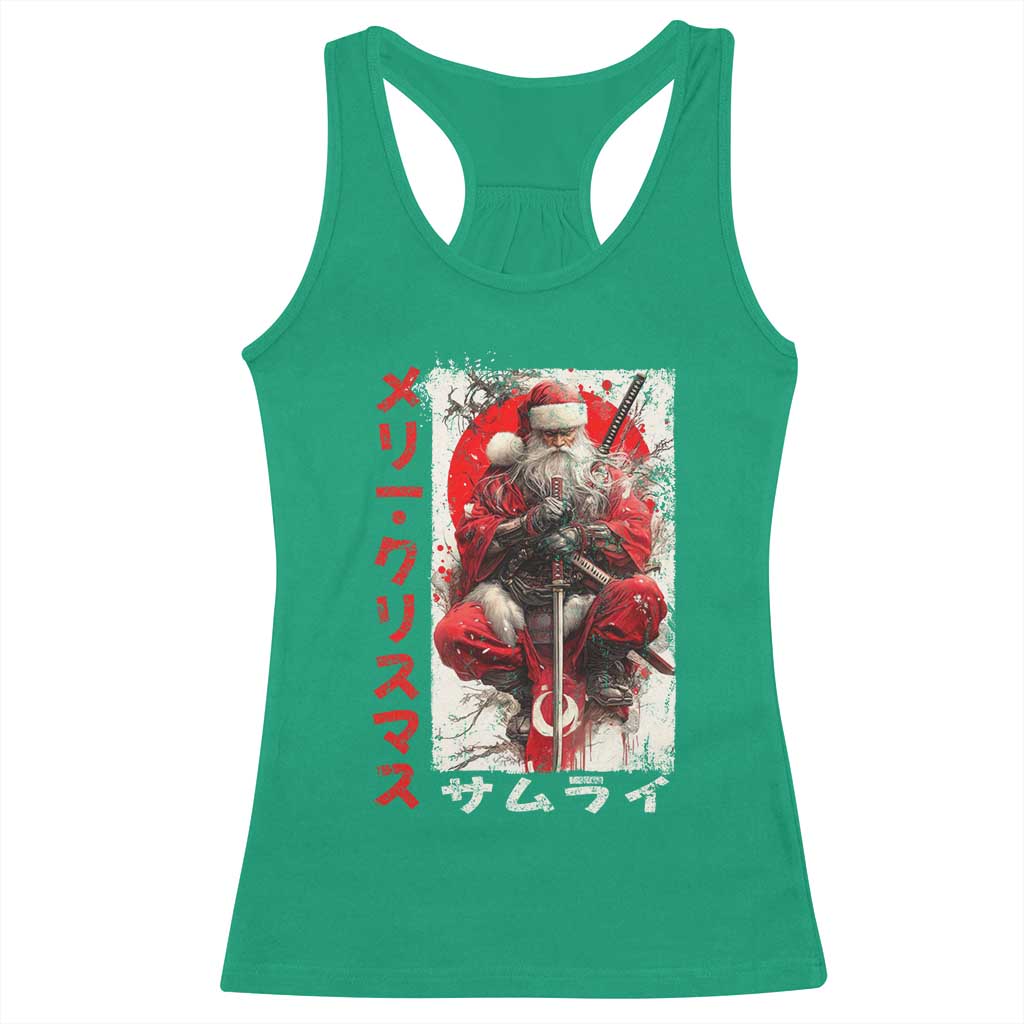 Christmas Samurai Santa Racerback Tank Top Japanese Xmas Warrior Ukiyo-e Art - Wonder Print Shop