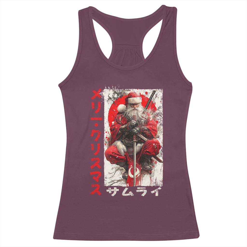 Christmas Samurai Santa Racerback Tank Top Japanese Xmas Warrior Ukiyo-e Art - Wonder Print Shop