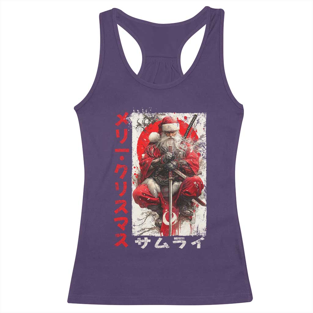 Christmas Samurai Santa Racerback Tank Top Japanese Xmas Warrior Ukiyo-e Art - Wonder Print Shop
