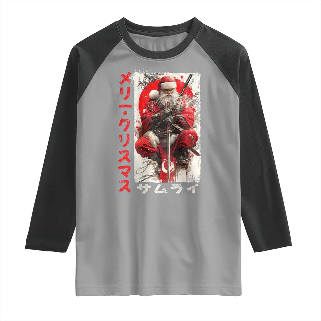 Christmas Samurai Santa Raglan Shirt Japanese Xmas Warrior Ukiyo-e Art - Wonder Print Shop