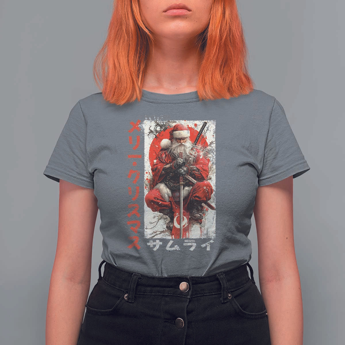 Christmas Samurai Santa T Shirt For Women Japanese Xmas Warrior Ukiyo-e Art - Wonder Print Shop