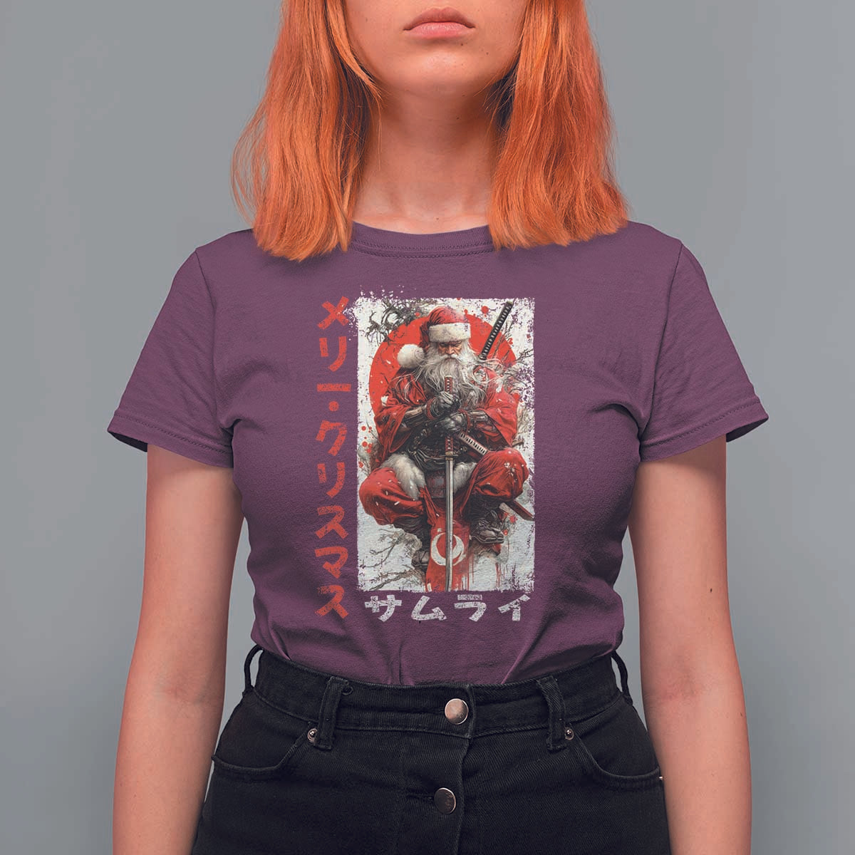 Christmas Samurai Santa T Shirt For Women Japanese Xmas Warrior Ukiyo-e Art - Wonder Print Shop