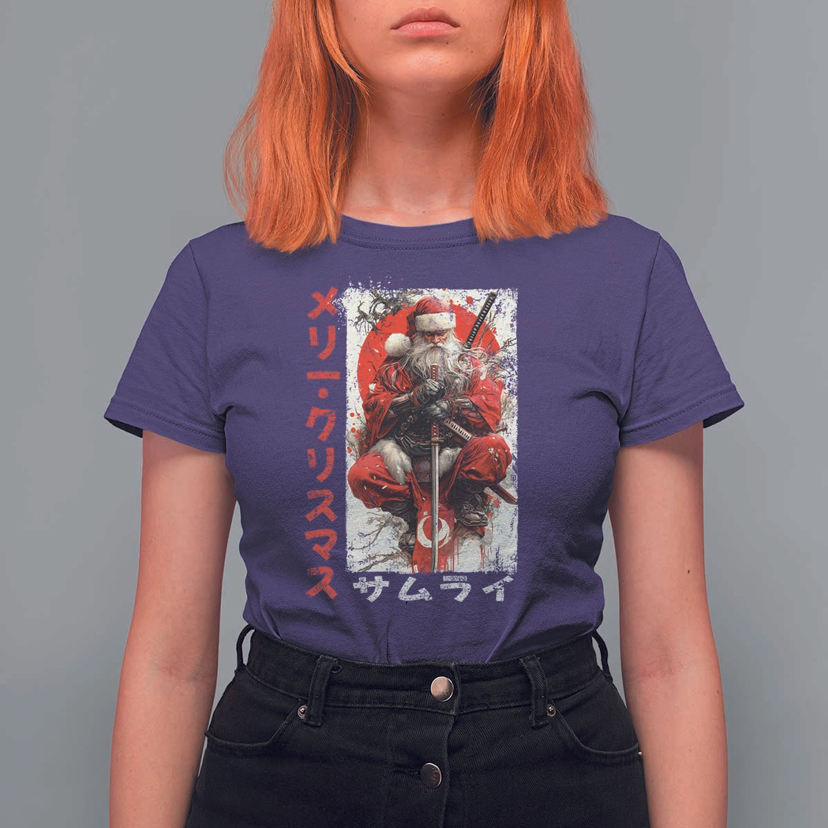 Christmas Samurai Santa T Shirt For Women Japanese Xmas Warrior Ukiyo-e Art - Wonder Print Shop