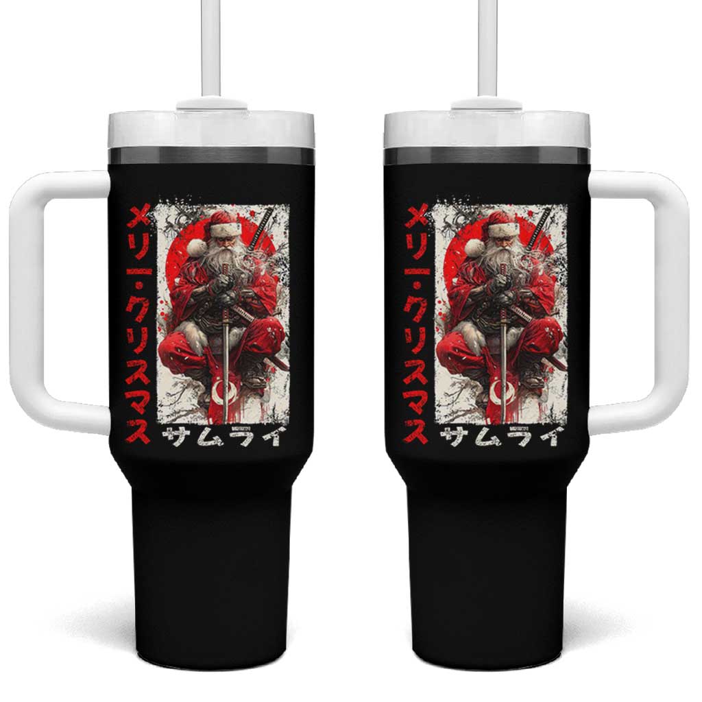 Christmas Samurai Santa Tumbler With Handle Japanese Xmas Warrior Ukiyo-e Art - Wonder Print Shop
