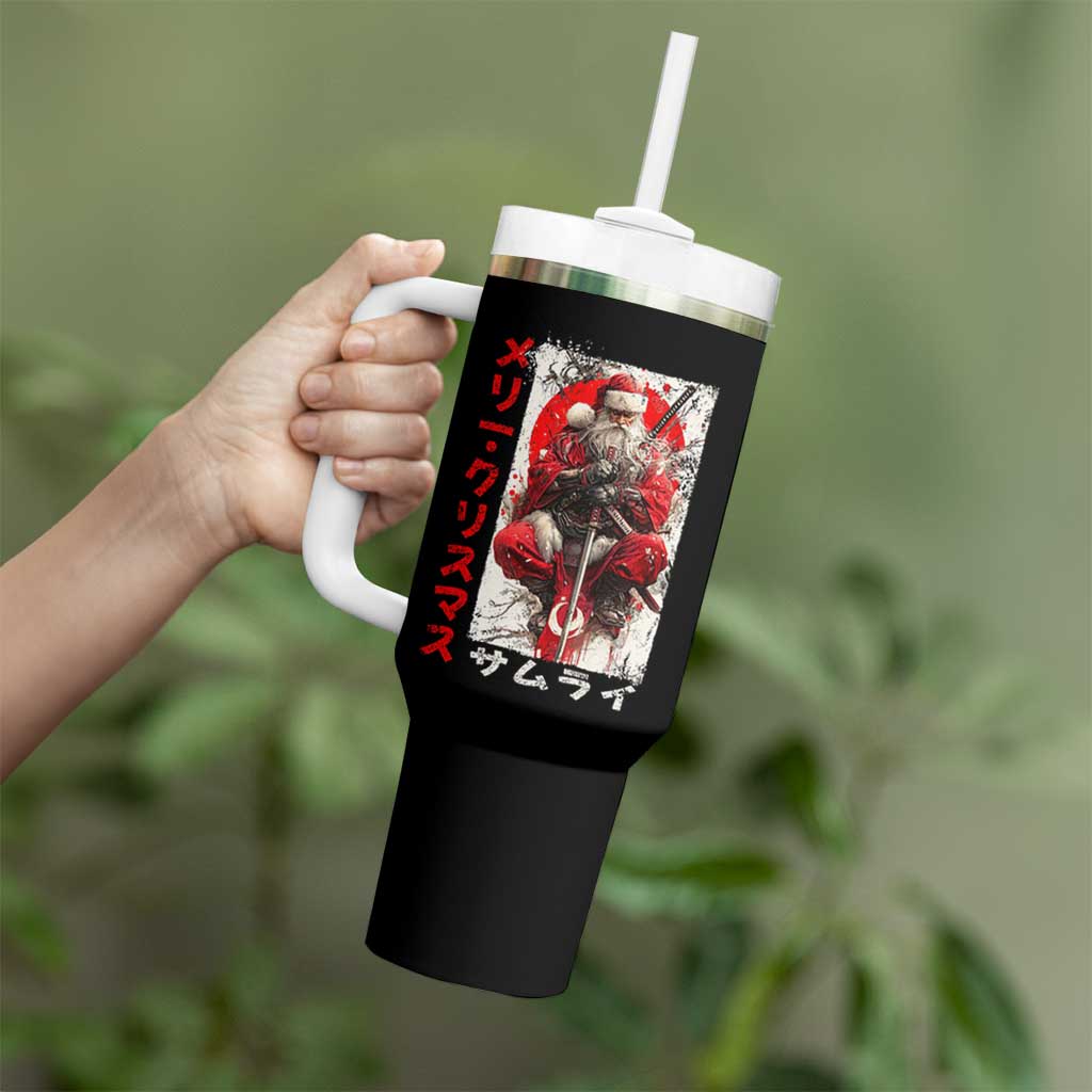 Christmas Samurai Santa Tumbler With Handle Japanese Xmas Warrior Ukiyo-e Art - Wonder Print Shop