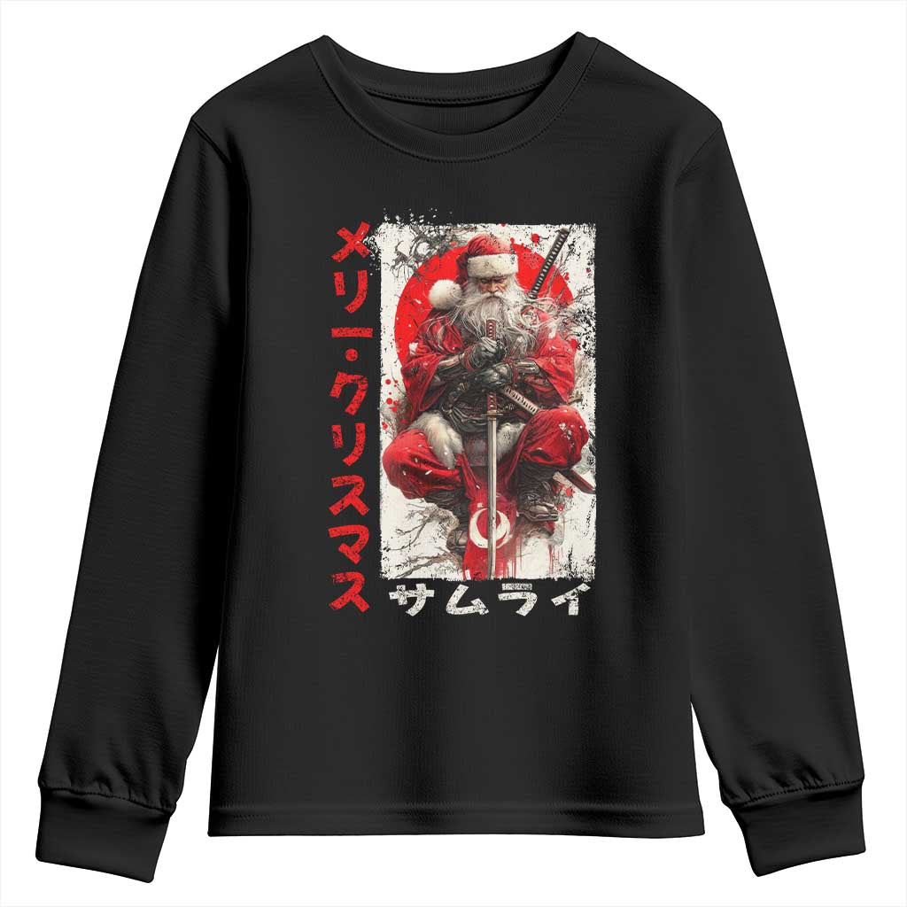 Christmas Samurai Santa Youth Sweatshirt Japanese Xmas Warrior Ukiyo-e Art - Wonder Print Shop