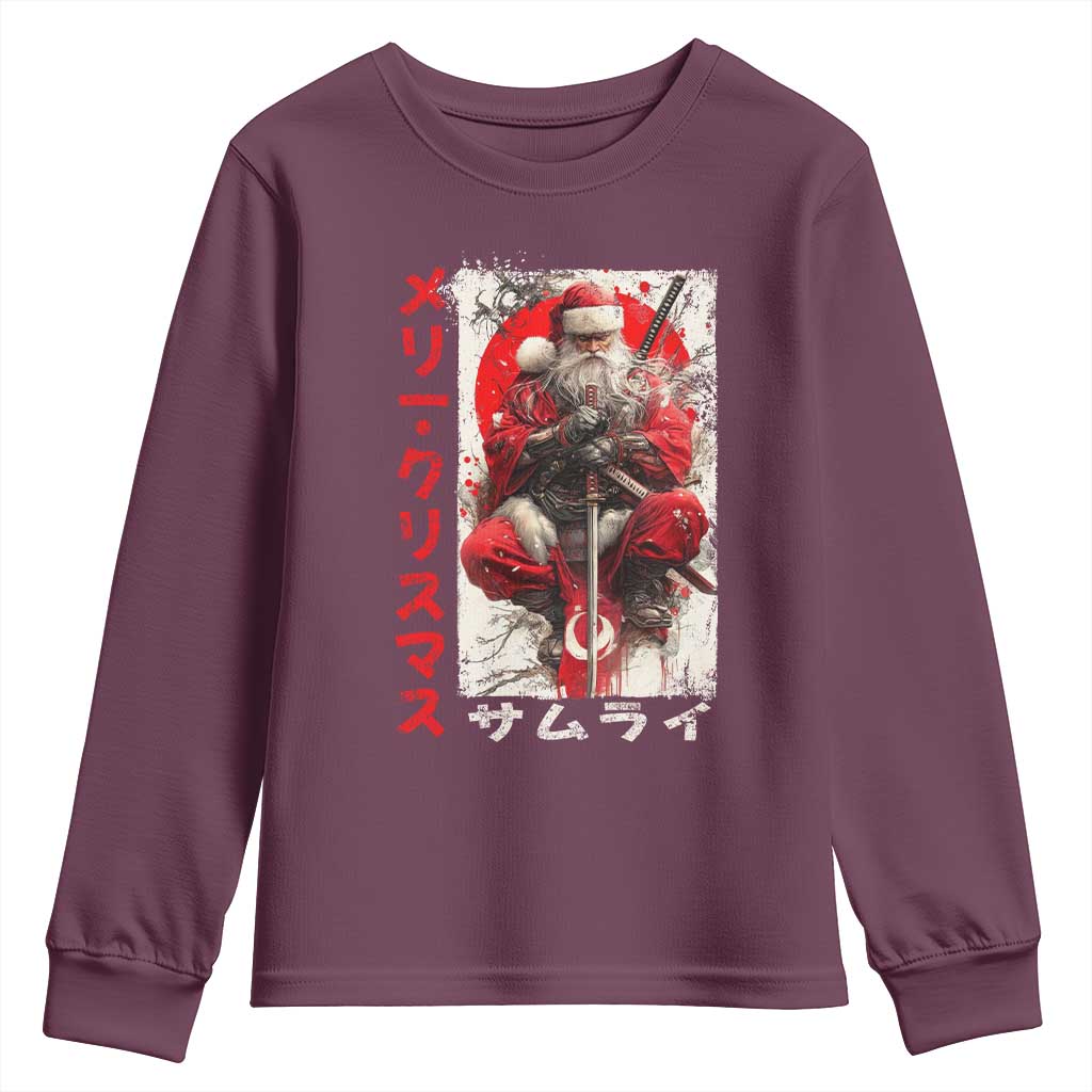 Christmas Samurai Santa Youth Sweatshirt Japanese Xmas Warrior Ukiyo-e Art - Wonder Print Shop