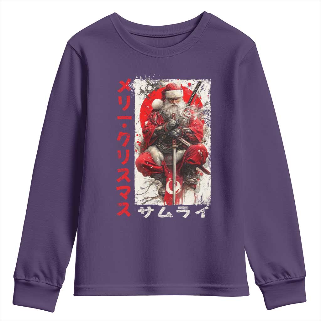 Christmas Samurai Santa Youth Sweatshirt Japanese Xmas Warrior Ukiyo-e Art - Wonder Print Shop
