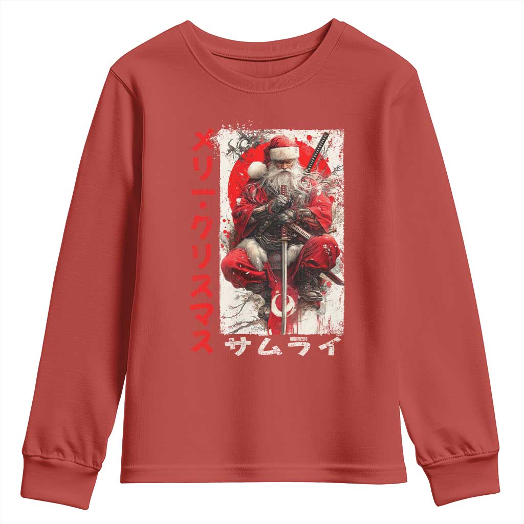 Christmas Samurai Santa Youth Sweatshirt Japanese Xmas Warrior Ukiyo-e Art - Wonder Print Shop