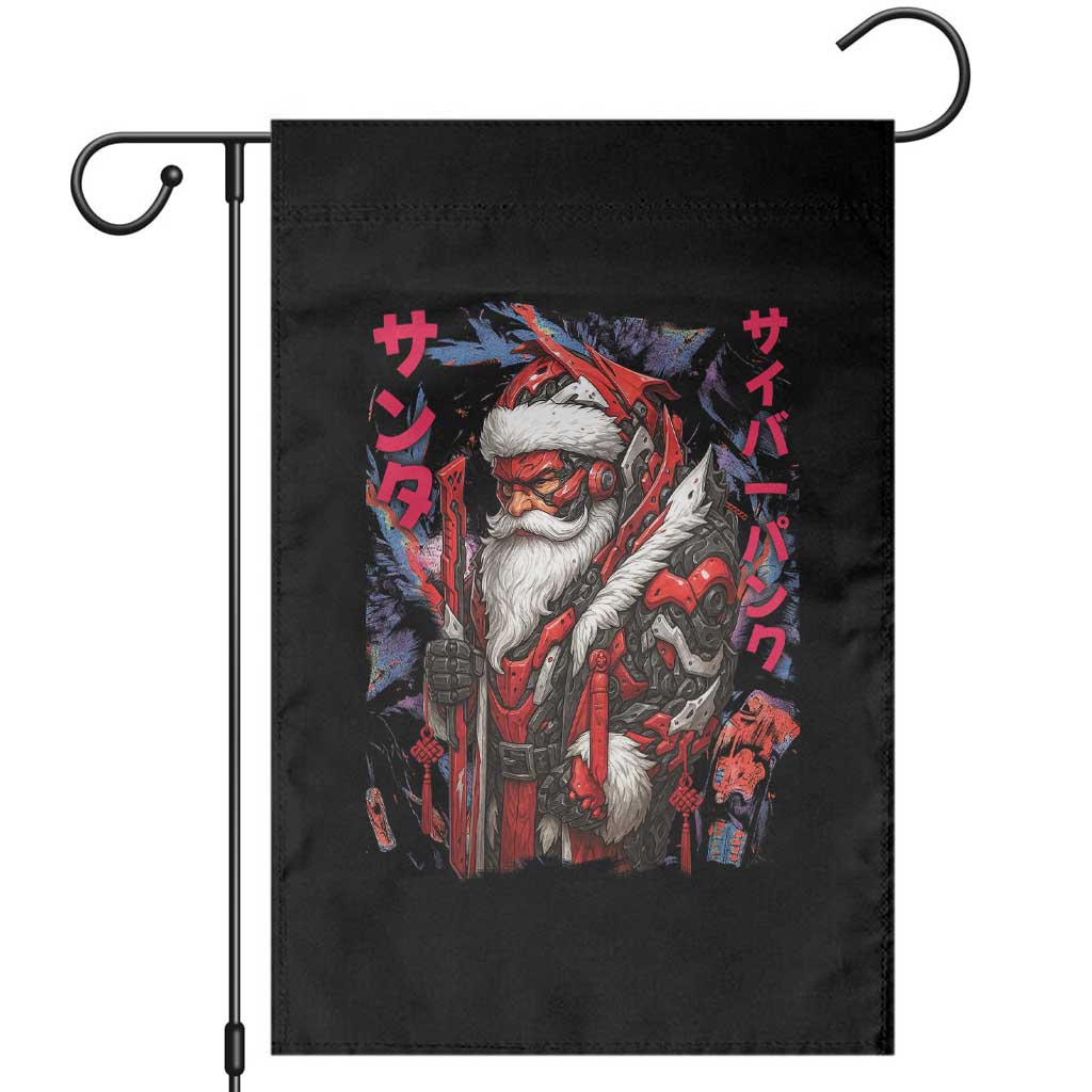 Christmas Cyberpunk Santa Garden Flag Japanese Xmas Techwear Manga Anime - Wonder Print Shop