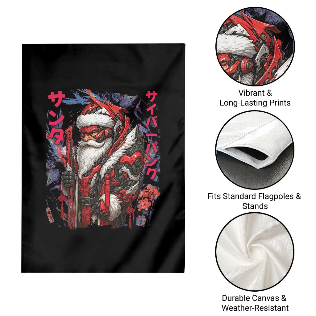 Christmas Cyberpunk Santa Garden Flag Japanese Xmas Techwear Manga Anime - Wonder Print Shop