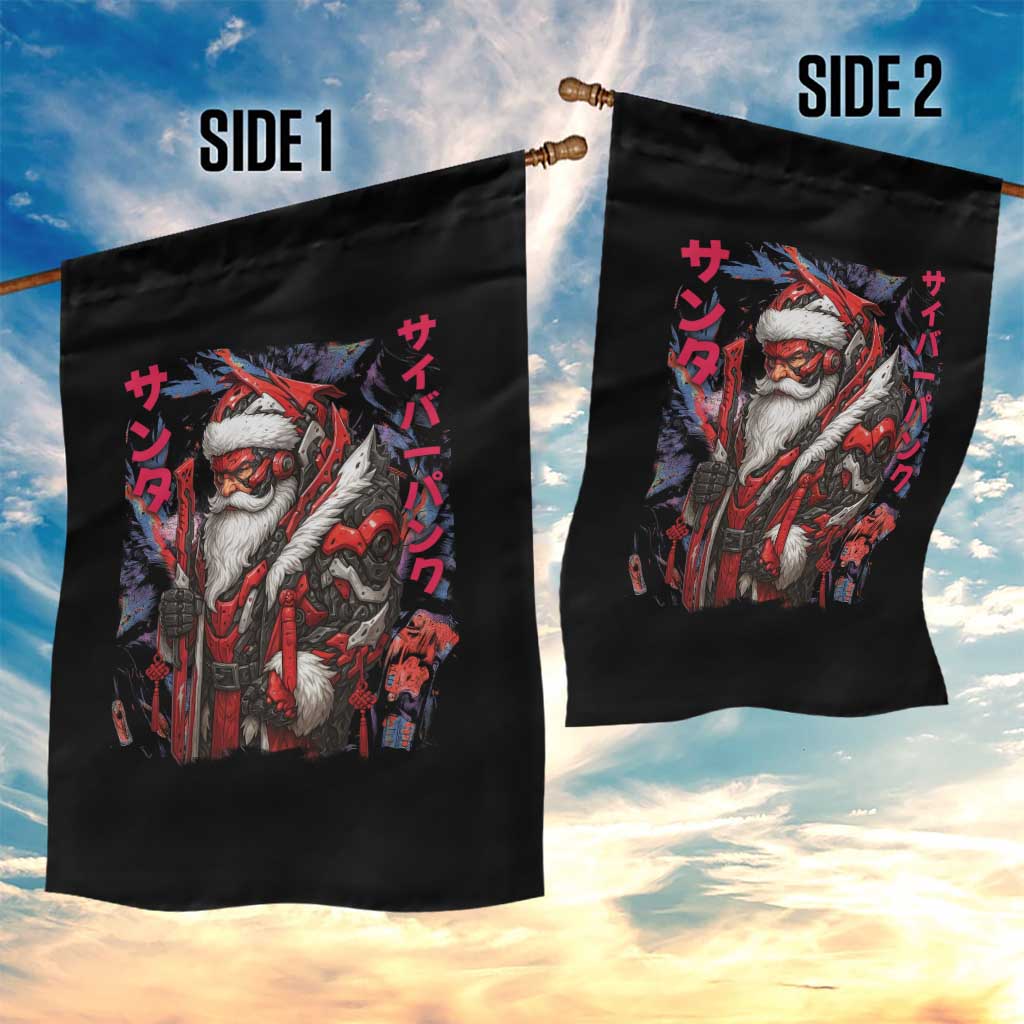Christmas Cyberpunk Santa Garden Flag Japanese Xmas Techwear Manga Anime - Wonder Print Shop