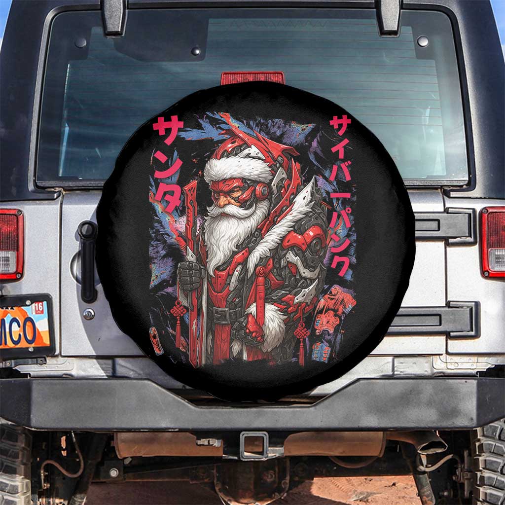 Christmas Cyberpunk Santa Spare Tire Cover Japanese Xmas Techwear Manga Anime - Wonder Print Shop