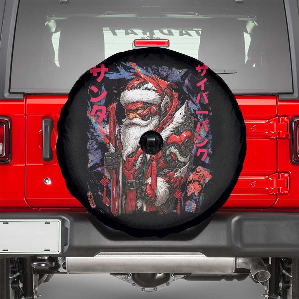 Christmas Cyberpunk Santa Spare Tire Cover Japanese Xmas Techwear Manga Anime - Wonder Print Shop