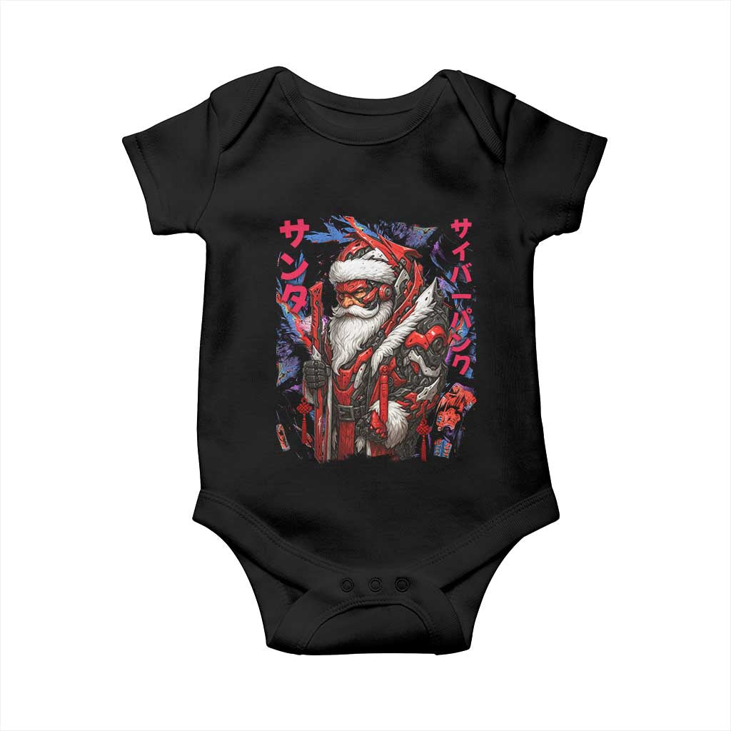 Christmas Cyberpunk Santa Baby Onesie Japanese Xmas Techwear Manga Anime - Wonder Print Shop